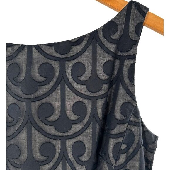 Milly Black Swirl Print Cotton Voile Sleeveless Sheath Dress Size 8 - Picture 4 of 7